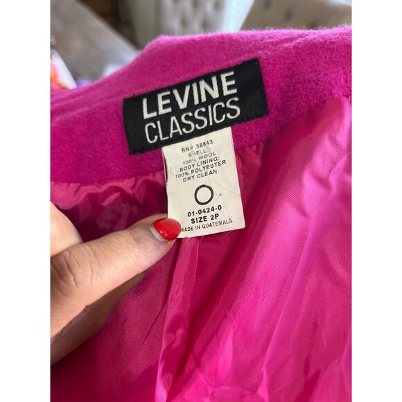 Vintage 90s y2k Levine Classics 2P Women Barbie core pink wool coat 1050 - Picture 7 of 8